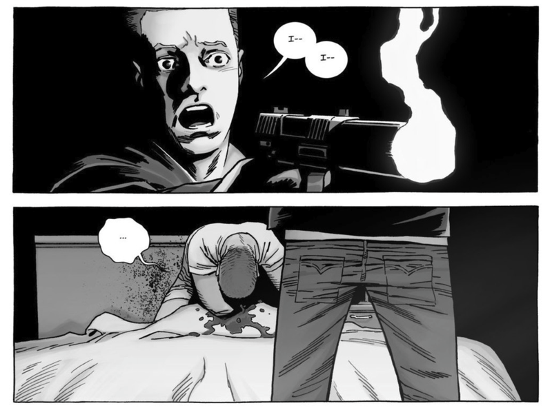 Sebastian shoots Rick in the climax of Walking Dead #191.